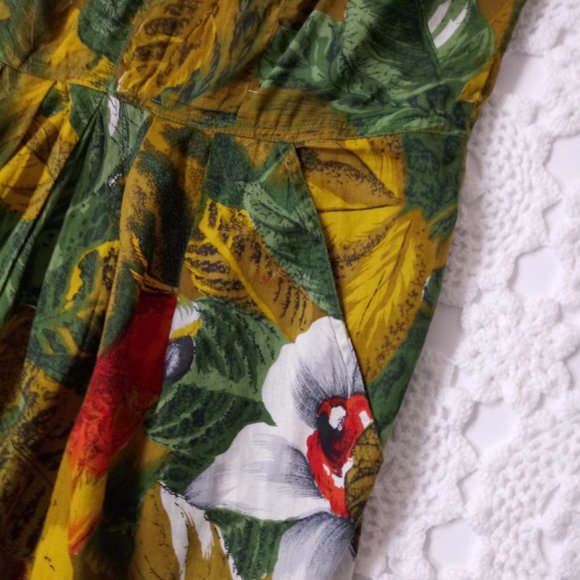 Vtg 80s Does 50s S Tiki Mini Wiggle Dress Aloha - Picture 3 of 7